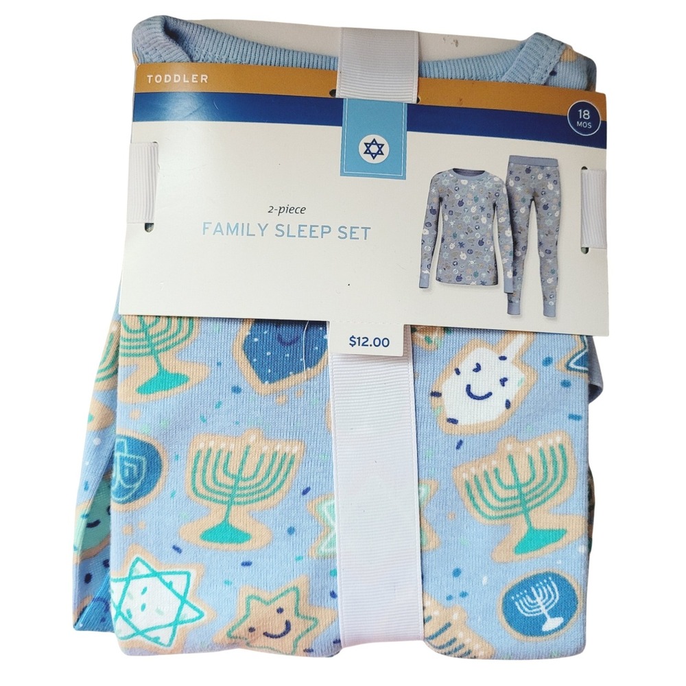 Target Toddler Hanukkah Cookie 2-Piece Family Sleep Set PJs Blue 18M NWT Pajamas